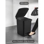 Dynamic Tech 15 Litre Slim Pedallı Banyo Mutfak Çöp Kovası - 15 lt - Siyah