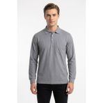 Dynamo Erkek Büyük Beden Mevsimlik Polo Yaka Cepli Sweatshirt BGL-ST05367 - Gri - 4XL