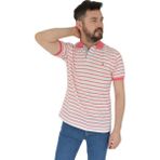 Dynamo Erkek Çizgili Polo Yaka Tişört Waffle BGL-ST02790 - Nar Çiçegi