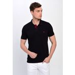 DYNAMO Erkek Siyah Polo Yaka Likralı T-shirt