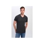Dynamo Erkek V Yaka Antrasit Büyük Beden Kısa Kol Pamuklu Basic T-Shirt Günlük Stil - Gri - 4XL