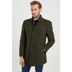 Dynamo Haki Yün Karışımlı Dik Yaka Kaşe Kaban Kadın Slim Fit Uzun Kol Casual Stil