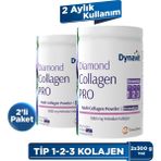 Dynavit Diamond Multi Collagen&Bromelain (Ananas Ekstresi) 300g Toz x2 - Ödem Atımı&Diyetisyen Önerisi - Hidrolize Peptit Tip 1&3 Sığır ve Tip 2 Tavuk Kolajeni, Bromelain