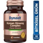 Dynavit Korean Ginseng Complex (Panax Ginseng) 30 Bitkisel Kapsül - Panax Ginseng, Ginkgo Biloba, L-Arjinin - Dezenfektan Hediyeli (%72 Alkol)