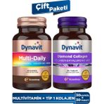 Dynavit MultiDaily 30 Kapsül & Collagen Hyaluronic Acid Complex 30 Tablet - Çift Paketi - Aromasız