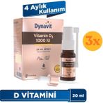 Dynavit Vitamin D3 1000 Iu (25MCG) 20 ml Sprey - 3 Adet (60 Ml) - Dezenfektan Hediyeli (%72 Alkol)