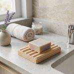 Dyris Doğal Masif Ahşap Sabunluk, 10x7 cm, Kaymaz Tasarım, Banyo ve Mutfak için