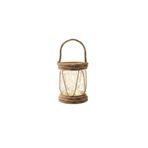 dyris Rustik Halatlı Cam Fener 20x10 cm – Pilli Peri Ledli Askılı Balkon & Bahçe Lambası