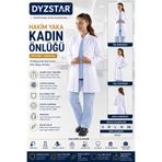 DYZSTAR Orta Boy Alpaka Öğretmen Hemşire Önlüğü Hakim Yaka Uzun Kol Çıtçıtlı Beyaz Güzellik Uzman Önlüğü S-M-L-XL-2XL