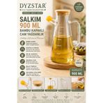 DYZSTAR Salkım 900 Ml Bambu Kapaklı Cam Yağdanlık Sirkelik Sosluk Şişesi