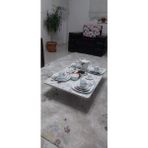 Dzgn Home Ahşap Dikdörtgen Yer Sofrası-Hamur Açma Masası - Beyaz - Mermer - Siyah - 60 x 110 cm