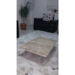 Dzgn Home Ahşap Dikdörtgen Yer Sofrası-Hamur Açma Masası - Mermer Desen - Kahve - Krem - 60 x 90 cm