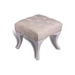 DZGN HOME Kapitoneli Kapıönü Ayak Ucu Bench Puf Makyaj Koltuğu– 40 x 40 cm - Krem