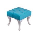 DZGN HOME Kapitoneli Kapıönü Ayak Ucu Bench Puf Makyaj Koltuğu– 40 x 40 cm - Mavi