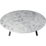 Dzgn Home Katlanabilir Metal Ayaklı Ahşap Yer Sofrası Beyaz Mermer 100x100 cm Modern Tasarım - Beyaz - Mermer - Krem