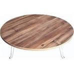 DZGN HOME Katlanabilir Metal Ayaklı Ahşap Yer Sofrası Tepsi Sini - 100 cm - Kahverengi