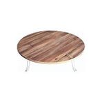 DZGN HOME Katlanabilir Metal Ayaklı Ahşap Yer Sofrası Tepsi Sini 80 cm - Kahverengi