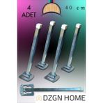 Dzgn Home Metal 4'lü Takım Sofra Ayağı - Metal Katlanır Yer Sofrası Ayağı 40 cm - Gri
