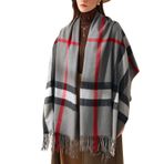 DZYP Kadın Ekose Eşarplar Pashmina Kış, Tartan Kontrolü Uzun Yumuşak Sıcak Sarar Yün İplik Püskül Şal Kadınlar için Atkı Çaldı, gri, 70x180cm