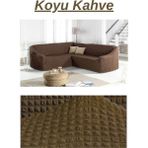 E Bahar Bürümcük L Köşe Koltuk Örtüsü. Boydan Eteksiz Streç Esnek Lastikli Çekyat Kanepe Kılıfı. - 300 x 350 cm - Koyu Kahverengi