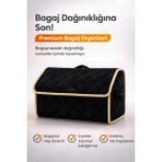 E-BİZ Bagaj Çantası Oto Bagaj Organizer Lüks Tay Tüyü Su Geçirmez Kaymaz Katlanır Düzenleyici - Siyah - Bej