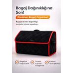 E-BİZ Bagaj Çantası Oto Bagaj Organizer Lüks Tay Tüyü Su Geçirmez Kaymaz Katlanır Düzenleyici - Siyah - Kırmızı