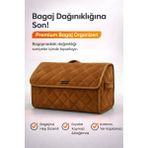 E-BİZ Bagaj Çantası Oto Bagaj Organizer Lüks Tay Tüyü Su Geçirmez Kaymaz Katlanır Düzenleyici - Taba