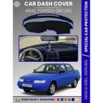 E-BİZ Lada 110 Vega (1995-2007) Torpido Örtüsü Ön Panel Halı Torpido Koruma Tam Uyum Araca Özel Kaymaz - Siyah - Mavi