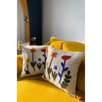 E-Bizz Home Bej Renkli 2 Adet Punch Nakışlı Kırlent Kılıfı 43x43 cm Pamuk ve Keten Malzeme ile Özel Tasarım - 43 x 43 cm