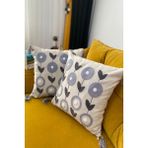 E-Bizz Home Punch Nakışlı Bej Renkli 2 Adet Kırlent Kılıfı 43 x 43 cm Yüksek Kaliteli Keten Malzeme
