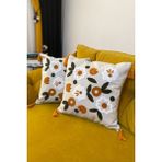E-Bizz Home Punch Nakışlı Bej Renkli Kırlent Kılıfı 43x43 cm Kaliteli Keten Malzeme ile - 43 x 43 cm