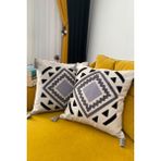 e-bizz store Gri Punch Nakışlı Kırlent Kılıfı 43 x 43 cm Pamuklu Malzeme ile Şık Desen 2 Adet