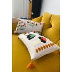 e-bizz store Punch Nakışlı Kırlent Kılıfı Seti 2'li Yüksek Kaliteli Pamuklu Malzeme - Bej - 30 x 50 cm