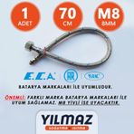 E.C.A. Batarya Bağlantı Fleksi - Hortumu. Soğuk Mavi - 70Cm . M8 Kırmızı - Mavi