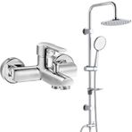 E.C.A Delta Banyo Bataryası + T-May Banyo Bostan Oval Tepe Paslanmaz Krom Duş Seti