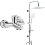 E.C.A Delta Banyo Bataryası + T-May Banyo Çamlıca Kare Tepe Paslanmaz Krom Duş Seti