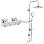 E.C.A Icon Banyo Bataryası + T-May Banyo Bostan Oval Tepe Paslanmaz Krom Duş Seti