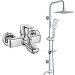 E.C.A Luna Banyo Bataryası + T-May Banyo Belen Kare Tepe Paslanmaz Krom Duş Seti