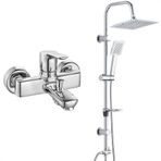 E.C.A Luna Banyo Bataryası ve T-May Paslanmaz Krom Banyo Çam Kare Tepe Duş Takımı Seti
