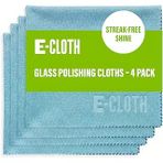 E-Cloth 4'Lü Paket Cam Parlatma Bezi, Sürdürülebilir Mikrofiber Temizleme Bezi Seti, Cam, Pencere Aynalar Için Mükemmel Temizleyici, Yıkanabili