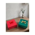 e Erta 2 Adet Şık ve Dayanıklı Hediye Kutusu, Lüks Kırmızı Ve Yeşil, Hediye Kutusu, (20x20x10 cm) Sert Mukavva Kapaklı Hediyelik Eşya Kutusu