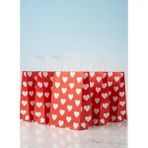 e ERTA Beyaz Kalp Desenli Kırmızı Kraft Çanta 25X31CM 15 Adet Hediye Poşeti,hediye Paketi Kraft Kağıt Çanta - 25 x 31 cm