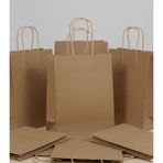 e ERTA Burgu Saplı Kraft Çanta 25X31 cm 10 Adet Hediye Poşeti , Hediye Paketi , Kraft Kağıt Çanta - 25 x 31 cm