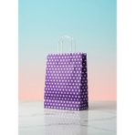 e ERTA Mor Benekli Kraft Çanta 25X31 cm 25 Adet Hediye Poşeti , Hediye Paketi Puantiyeli Kraft Kağıt Çanta - 25 x 31 cm