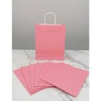 e ERTA Pembe Renkli Kraft Çanta 25X31 cm 5 Adet Hediye Poşeti , Hediye Paketi , Kraft Kağıt Çanta - 25 x 31 cm
