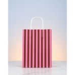 e ERTA Pembe ve Kahverengi Çizgili Kraft Çanta 25X31 cm 5ADET Hediye Poşeti,hediye Paketi Kraft Kağıt Çanta - 25 x 31 cm