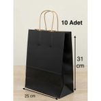 e ERTA Siyah Renkli Kraft Çanta 25X31 cm 10 Adet Hediye Poşeti , Hediye Paketi , Kraft Kağıt Çanta - 25 x 31 cm
