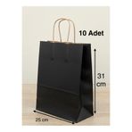 e Erta Siyah Renkli Kraft Çanta 25x31 Cm 10 Adet Hediye Poşeti , Hediye Paketi , Kraft Kağıt Çanta
