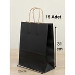 e ERTA Siyah Renkli Kraft Çanta 25X31 cm 15 Adet Hediye Poşeti , Hediye Paketi , Kraft Kağıt Çanta - 25 x 31 cm