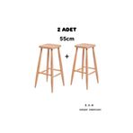 e.h.m ahşap sanatları ( 55 cm ) AHŞAP KARE BAR TABURE SANDALYE ( 2 ADET )